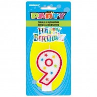 Red Stars Number 9 Age Candle 